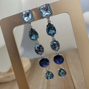 Brand New • Dangle & Drop Pierced Earrings • Shades of Blue • Better Costume